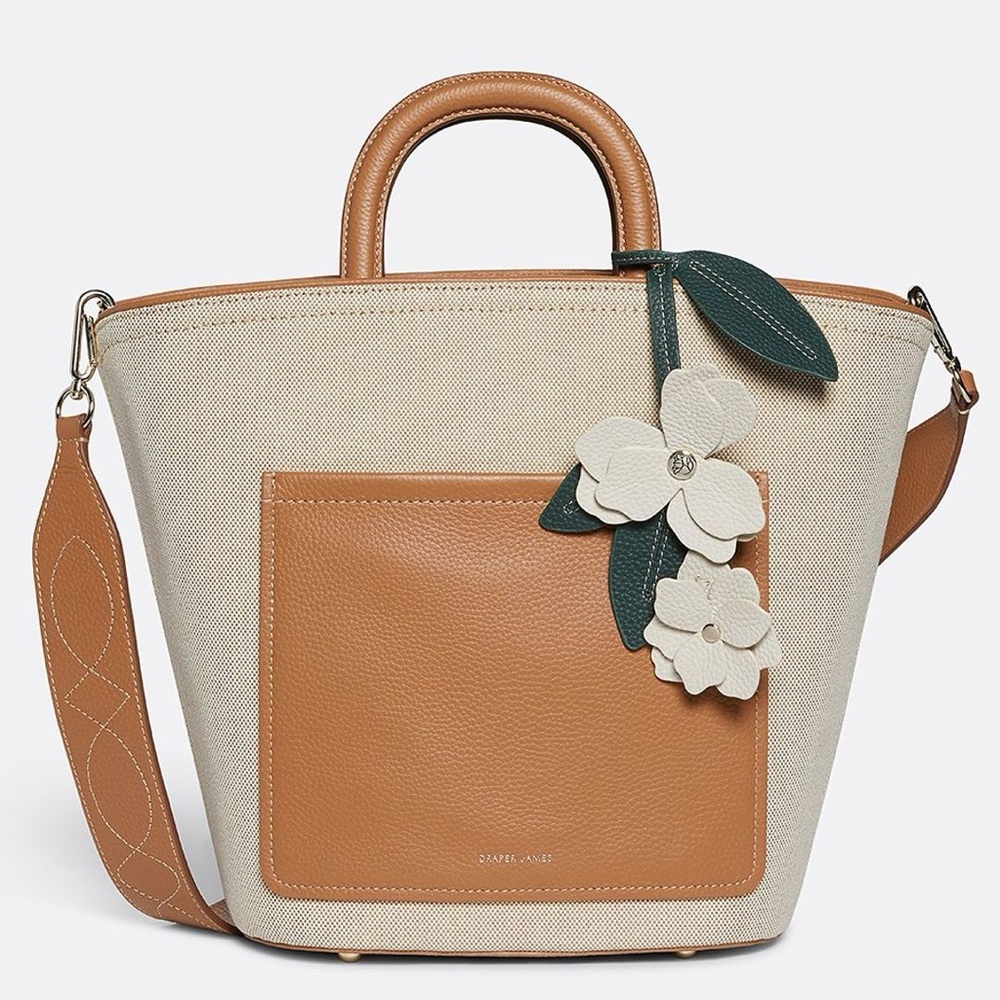 Draper James Canvas and Leather Magnolia Bucket Bag